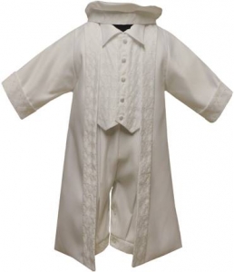 Boys Satin Christening suit w/ Strip Jacket
